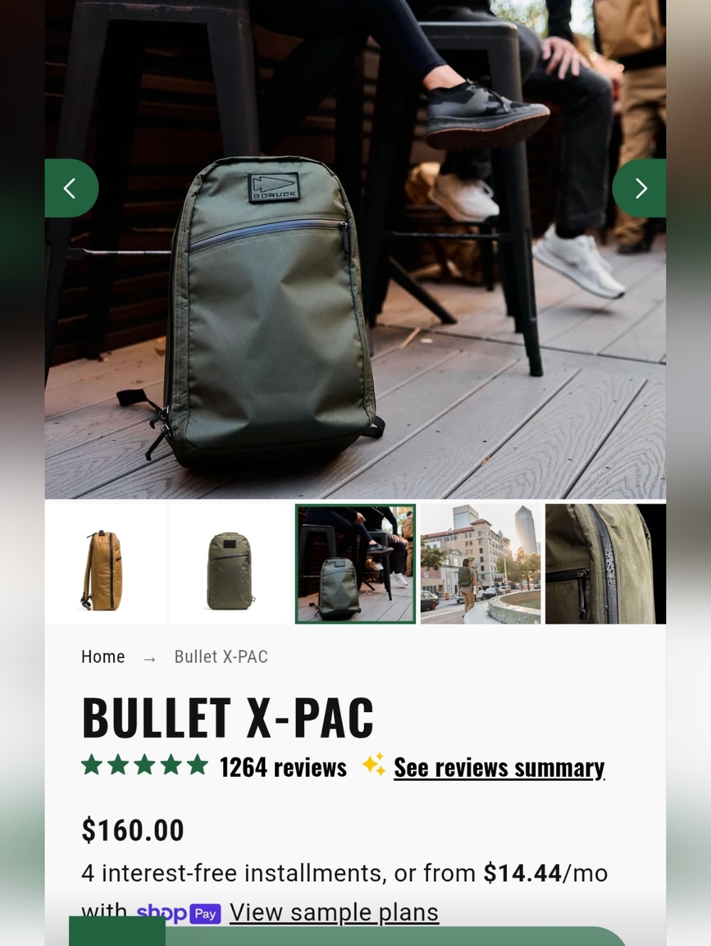 GoRuck Xpac Bullet Dark Green Discontinued - Picture 4 of 4